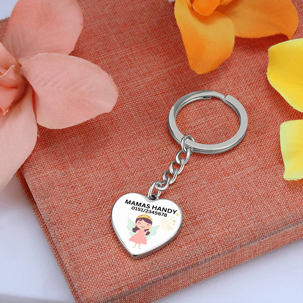 Mamas Handy 1 - Graphic Heart with Curb Keychain Attachment