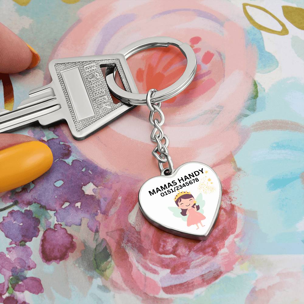 Mamas Handy 1 - Graphic Heart with Curb Keychain Attachment