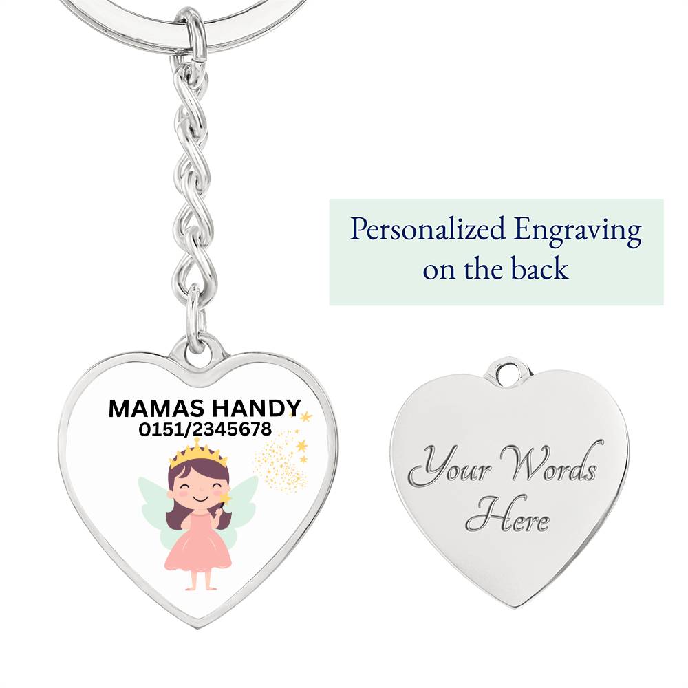 Mamas Handy 1 - Graphic Heart with Curb Keychain Attachment