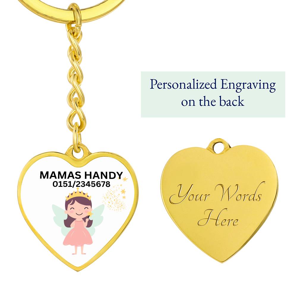 Mamas Handy 1 - Graphic Heart with Curb Keychain Attachment