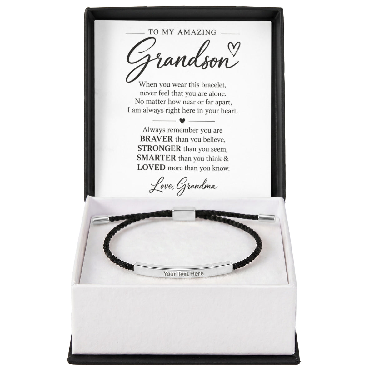 To My Amazing Grandson - Always Remember – Personalized Inspirational Engraved Bracelet