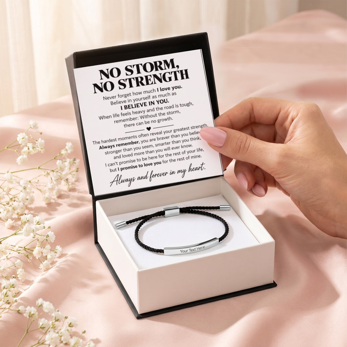 No Storm No Strength - Custom Engraved Bar Necklace