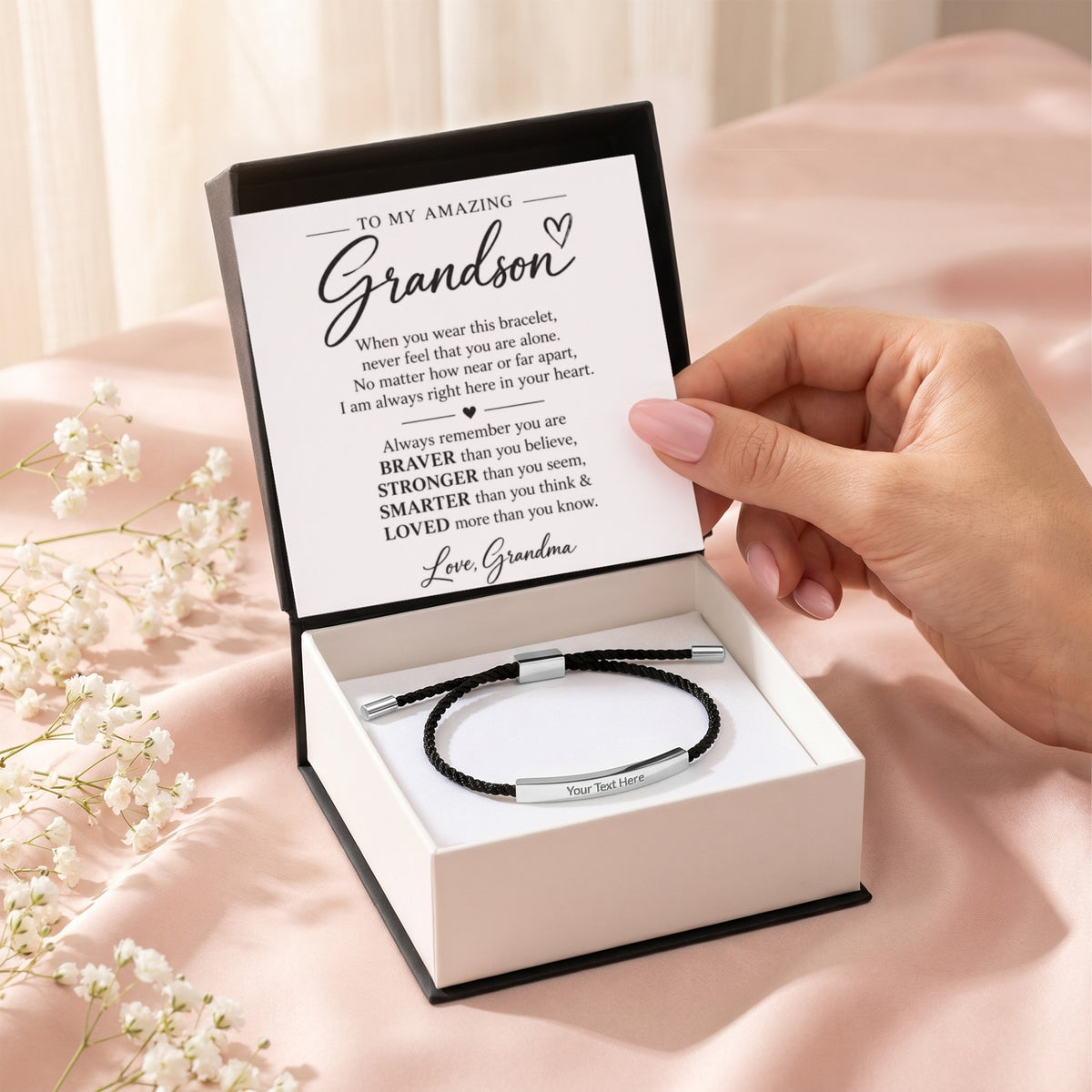 To My Amazing Grandson - Always Remember – Personalized Inspirational Engraved Bracelet