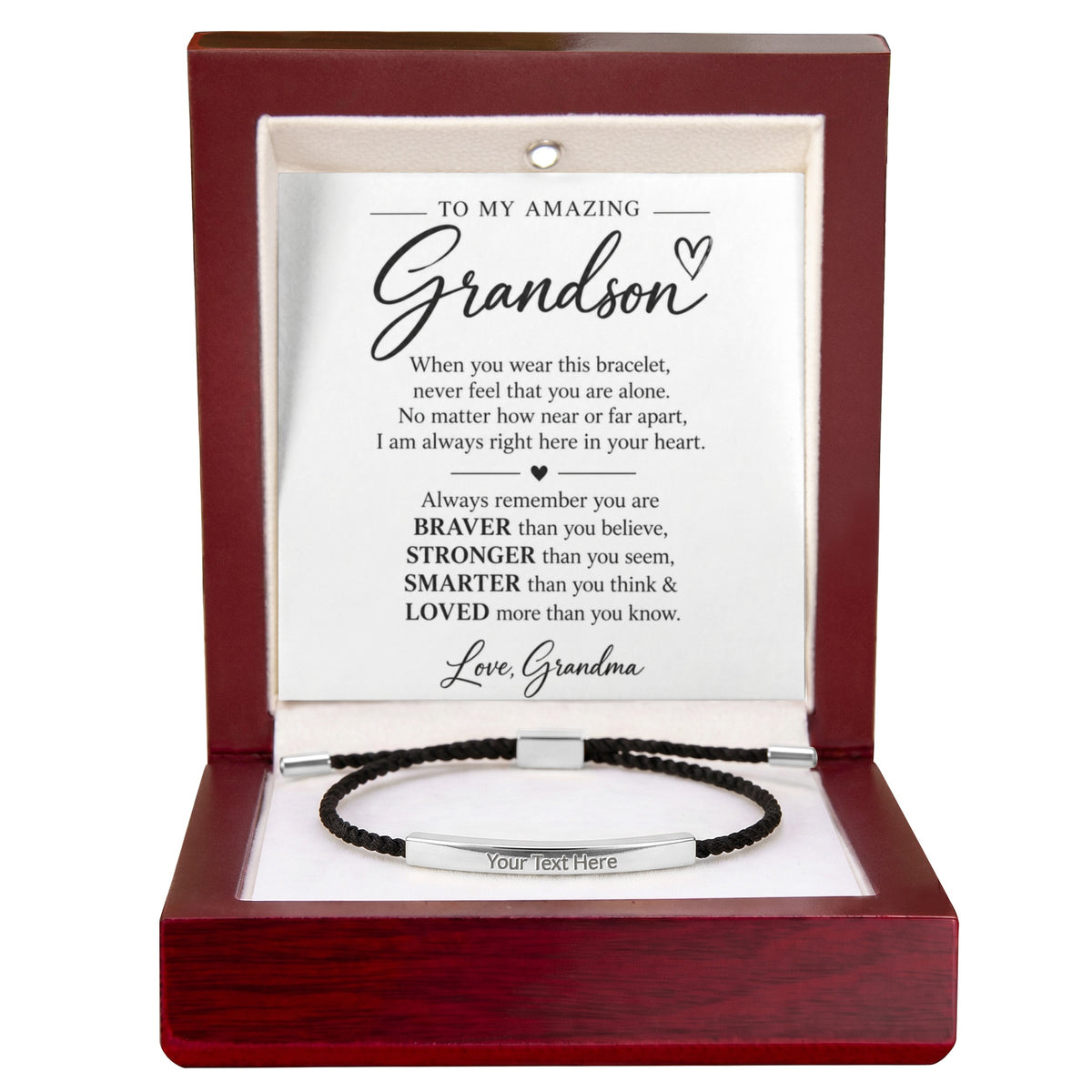 To My Amazing Grandson - Always Remember – Personalized Inspirational Engraved Bracelet