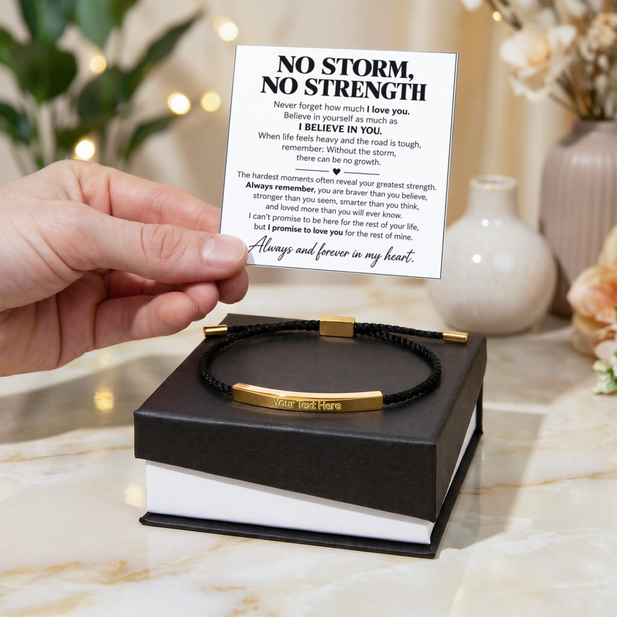 No Storm No Strength - Custom Engraved Bar Necklace