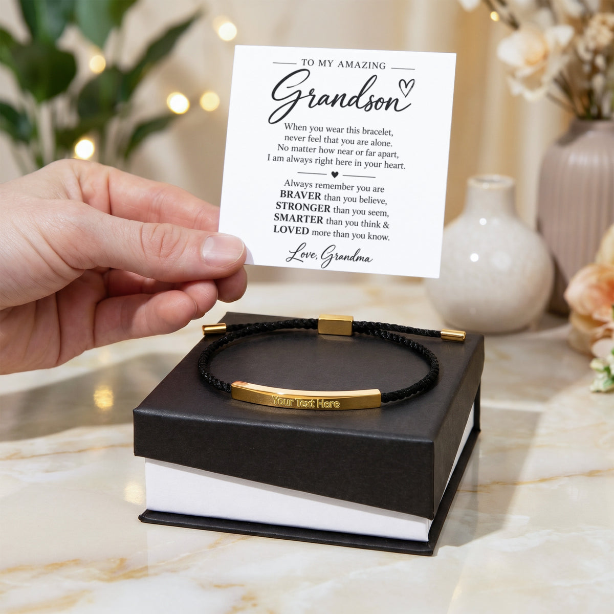 To My Amazing Grandson - Always Remember – Personalized Inspirational Engraved Bracelet