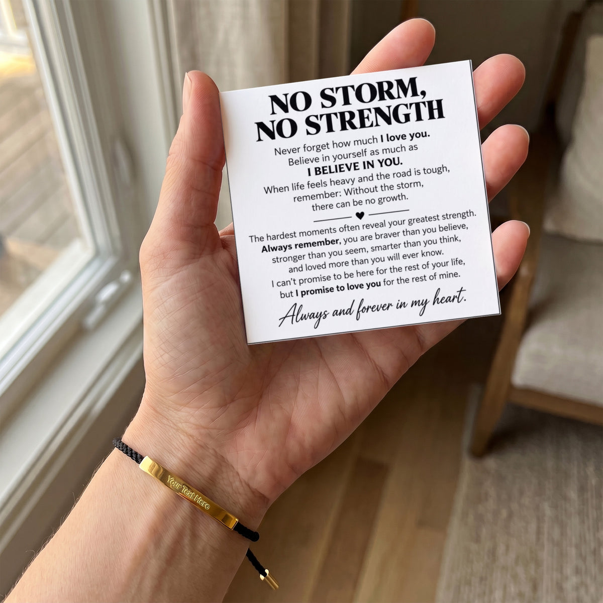 No Storm No Strength - Custom Engraved Bar Necklace