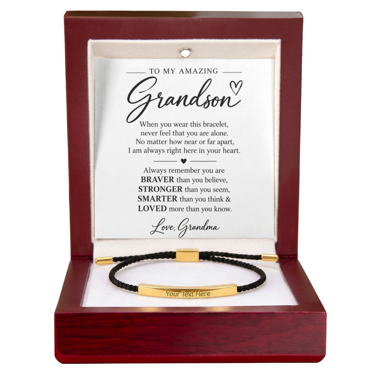 To My Amazing Grandson - Always Remember – Personalized Inspirational Engraved Bracelet