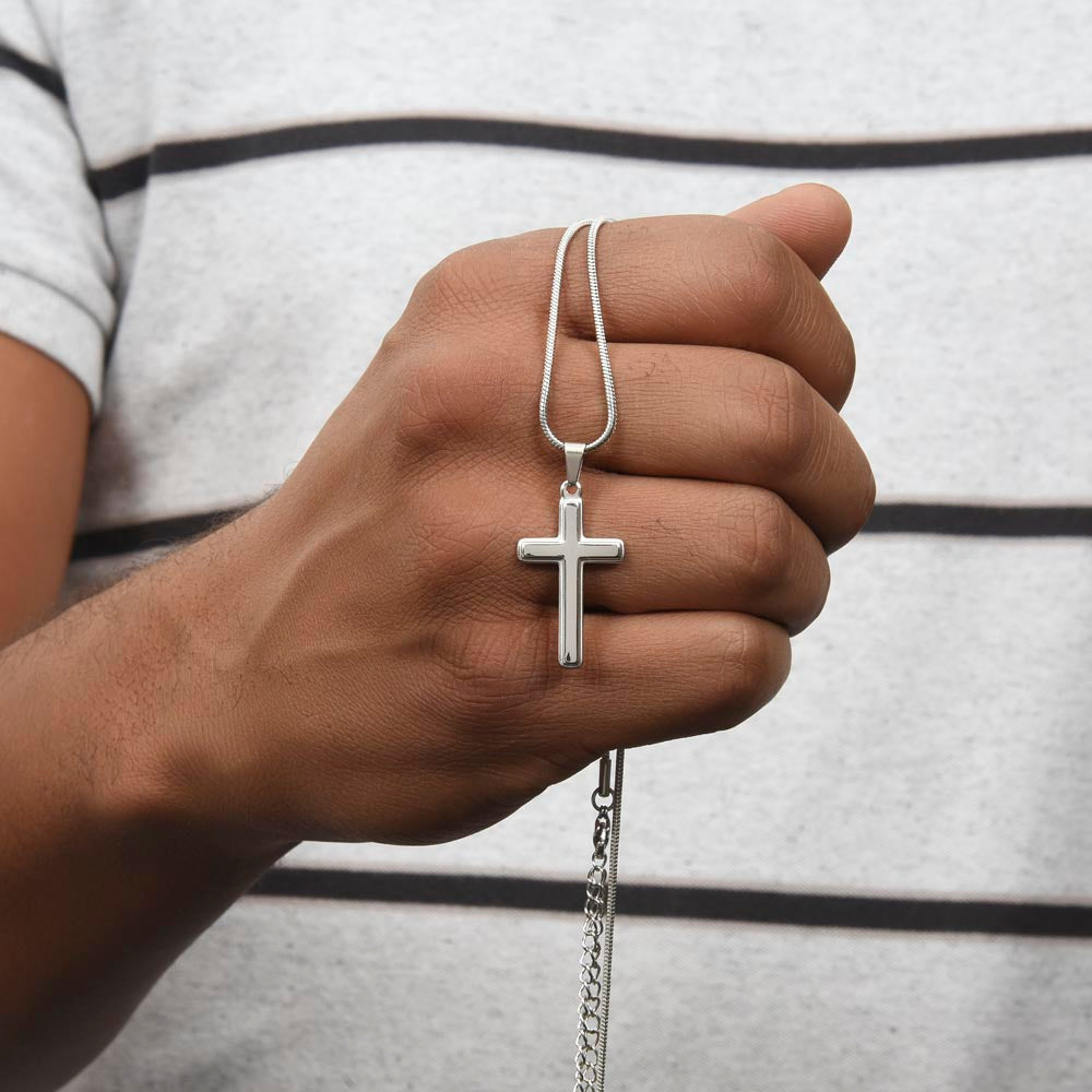 To Our Son - Happy 23rd Birthday - Personalized Stainless Steel Cross Necklace