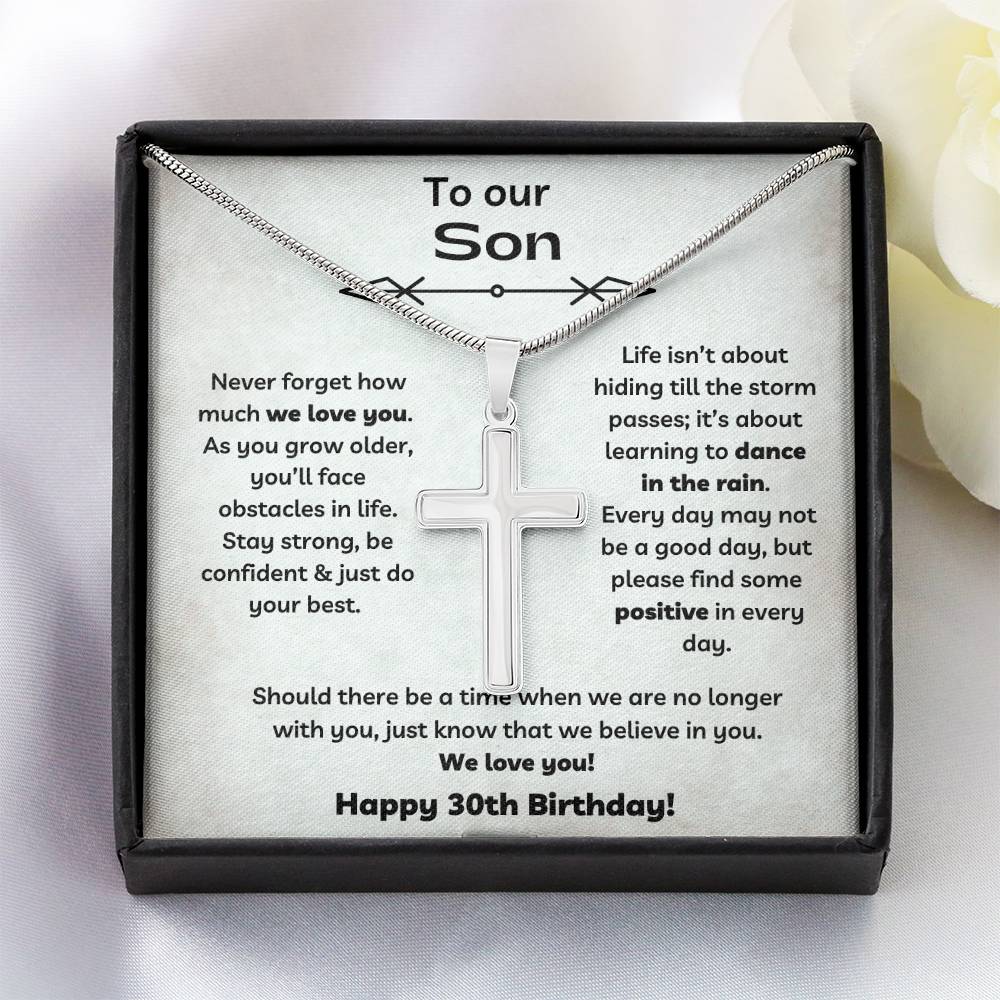 To Our Son's 30th Birthday - Personalized Stainless Steel Cross