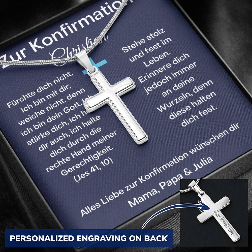Zur Konfirmation | Fürchte dich nicht | Personalized Stainless Steel Cross Necklace