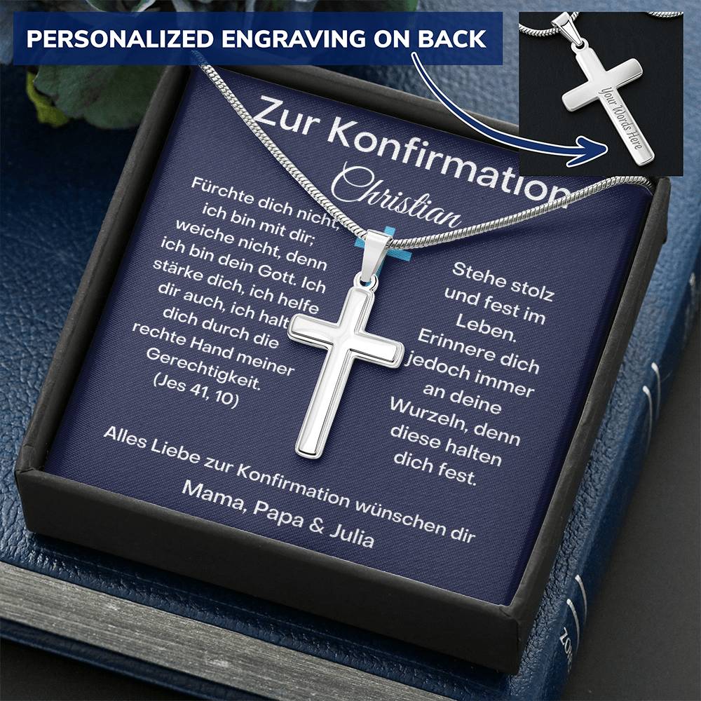 Zur Konfirmation | Fürchte dich nicht | Personalized Stainless Steel Cross Necklace