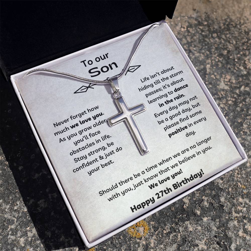 To Our Son's 27th Birthday - Personalized Stainless Steel Cross