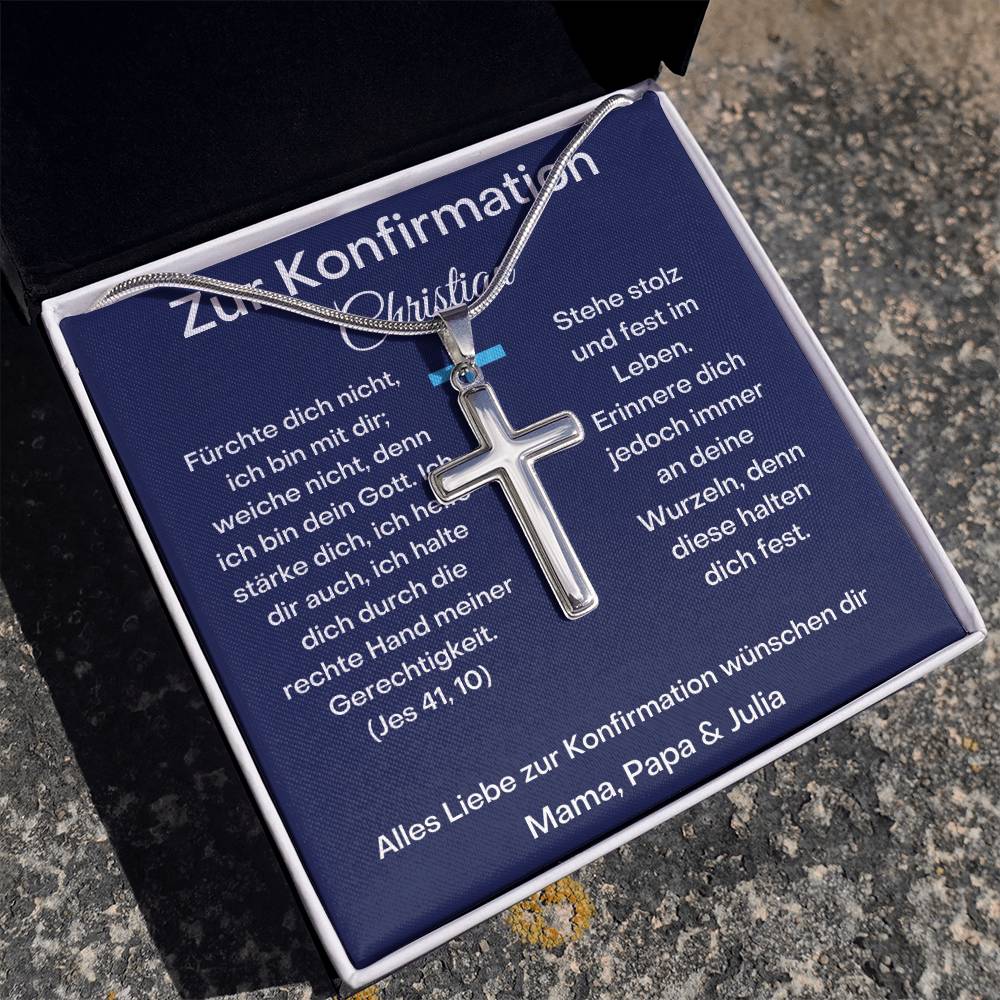 Zur Konfirmation | Fürchte dich nicht | Personalized Stainless Steel Cross Necklace