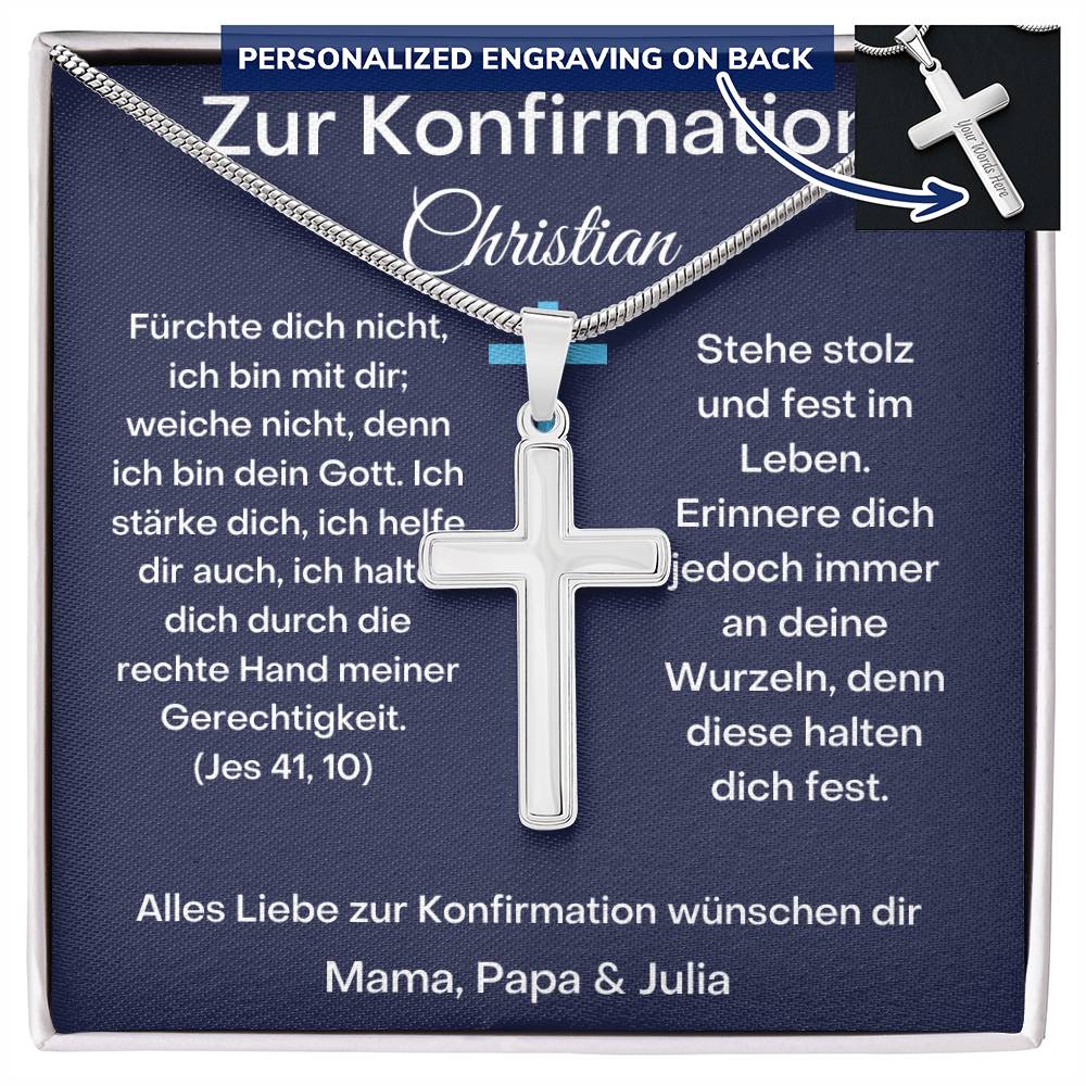 Zur Konfirmation | Fürchte dich nicht | Personalized Stainless Steel Cross Necklace