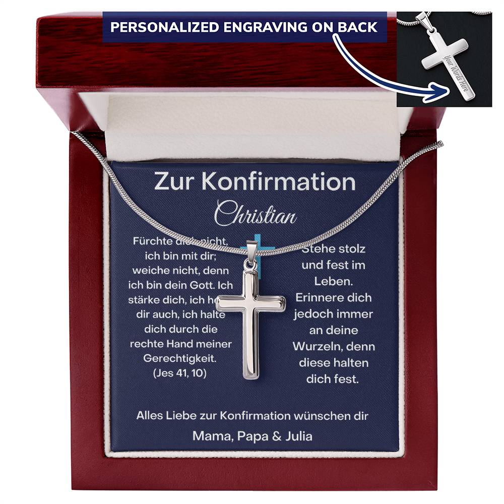 Zur Konfirmation | Fürchte dich nicht | Personalized Stainless Steel Cross Necklace