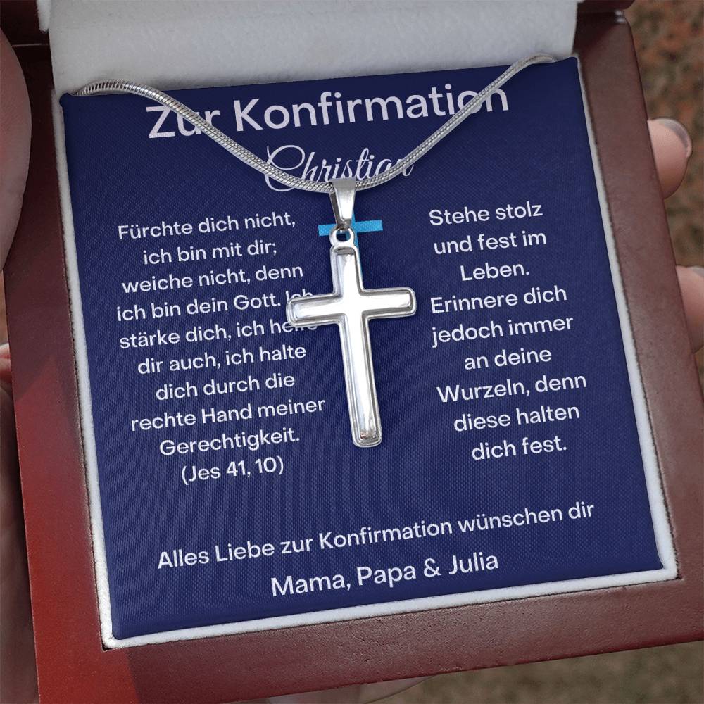 Zur Konfirmation | Fürchte dich nicht | Personalized Stainless Steel Cross Necklace