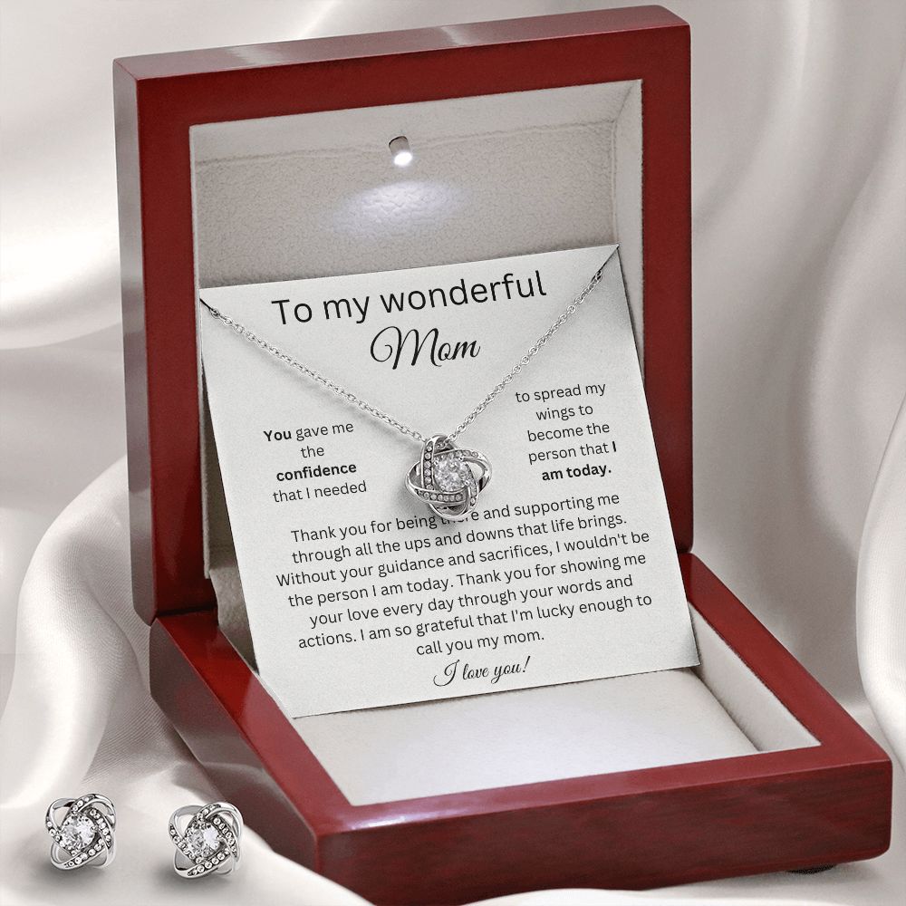 To My Wonderful Mom - You Gave Me The Confidence - Love Knot Earring & Necklace Set