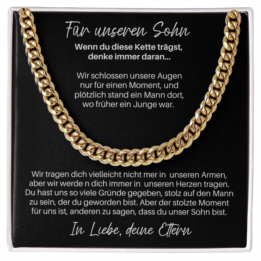 Für Unseren Sohn - Werde N Dich Immer In Unseren Herzen Tragen | Cuban Link Chain