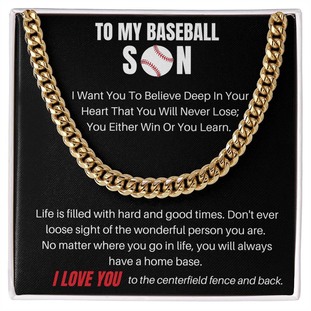 To My Baseball Son | I Love You | Cuban Link Chain