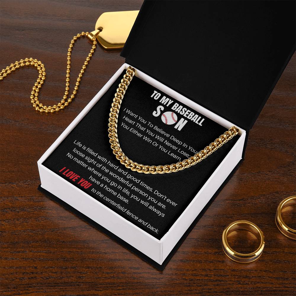 To My Baseball Son | I Love You | Cuban Link Chain
