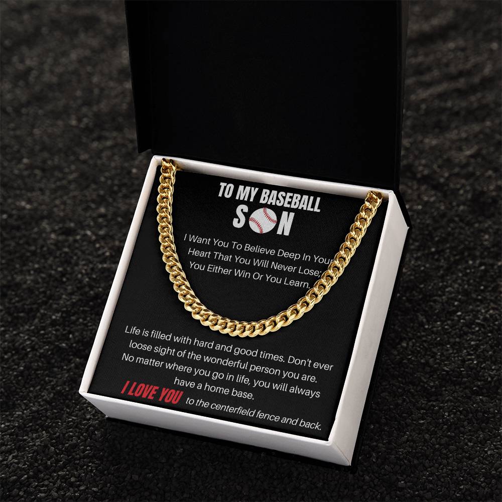 To My Baseball Son | I Love You | Cuban Link Chain