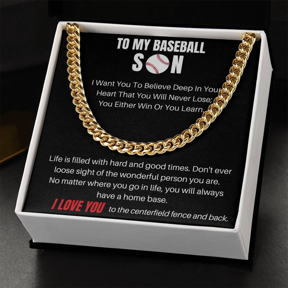 To My Baseball Son | I Love You | Cuban Link Chain
