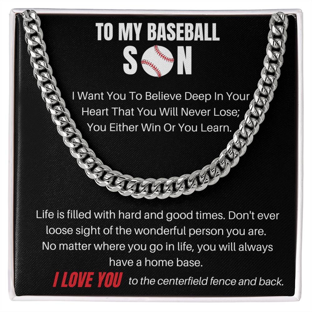 To My Baseball Son | I Love You | Cuban Link Chain