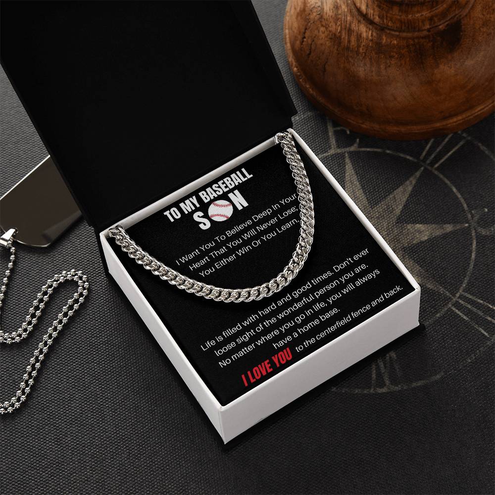 To My Baseball Son | I Love You | Cuban Link Chain