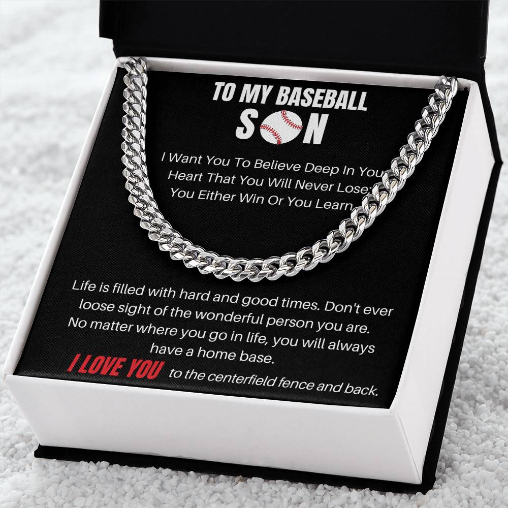 To My Baseball Son | I Love You | Cuban Link Chain
