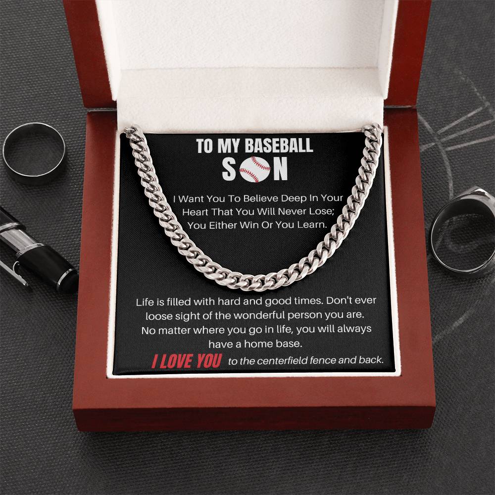 To My Baseball Son | I Love You | Cuban Link Chain
