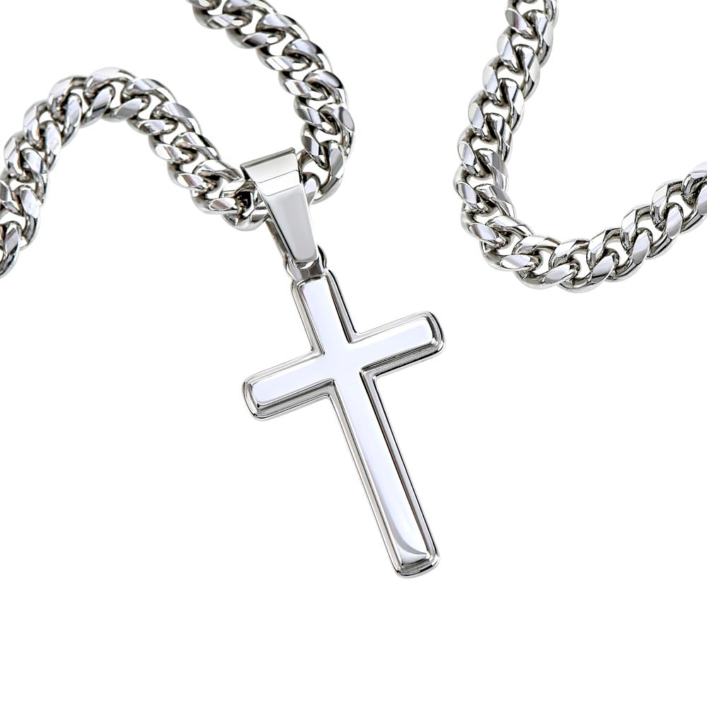 An Unseren Sohn - Du Bist Mutiger Als Du Glaubst | Personalized Steel Cross Necklace