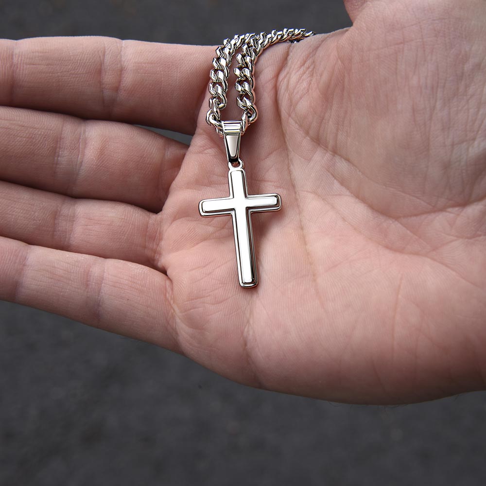 An Unseren Sohn - Du Bist Mutiger Als Du Glaubst | Personalized Steel Cross Necklace