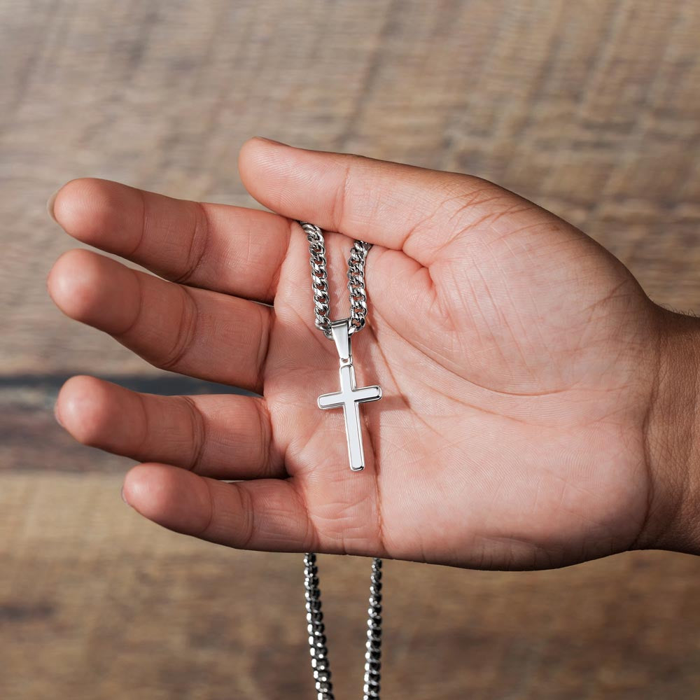 An Unseren Sohn - Du Bist Mutiger Als Du Glaubst | Personalized Steel Cross Necklace