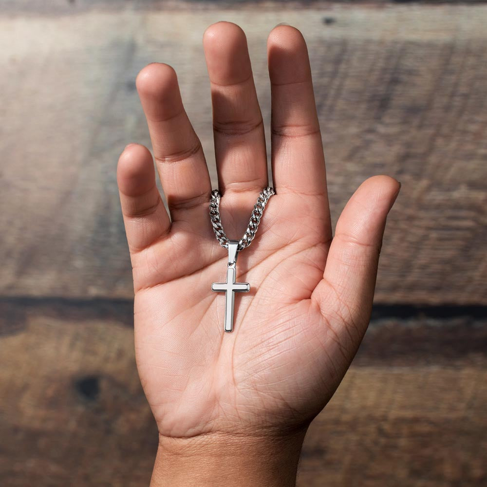 An Unseren Sohn - Du Bist Mutiger Als Du Glaubst | Personalized Steel Cross Necklace