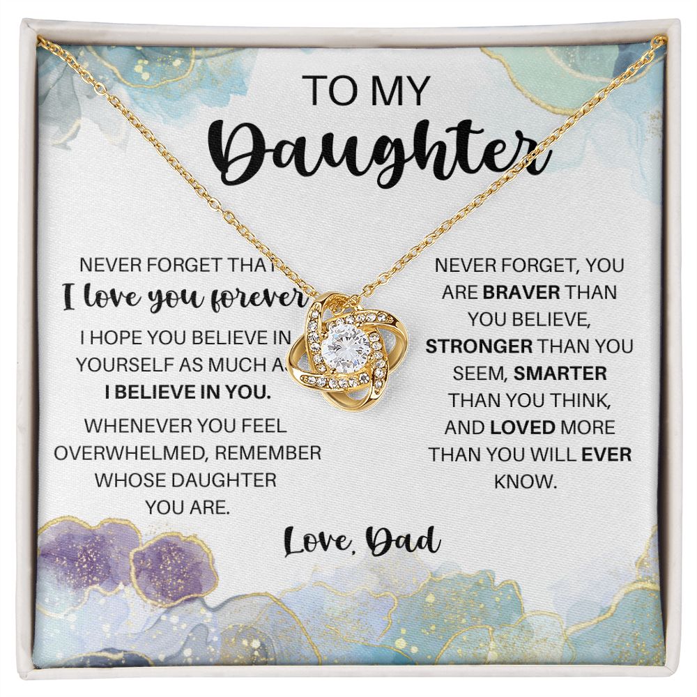 To My Daughter - Never Forget - Love Knot Necklace