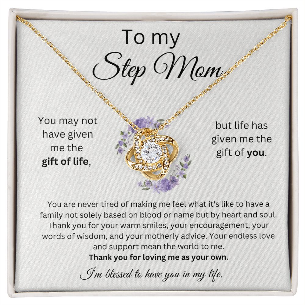 To My Step Mom - Your Words Of Wisdom - Love Knot Necklace