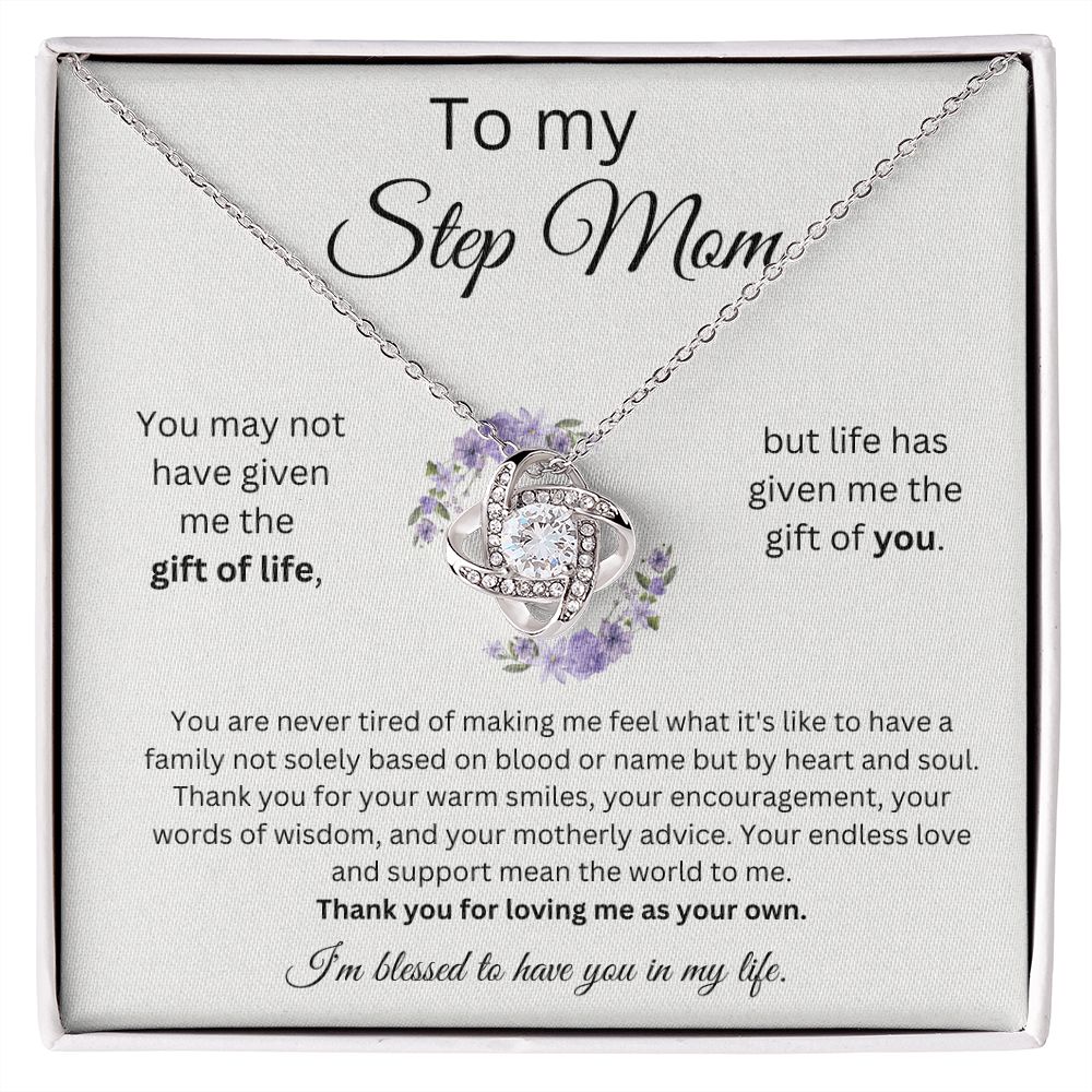 To My Step Mom - Your Words Of Wisdom - Love Knot Necklace