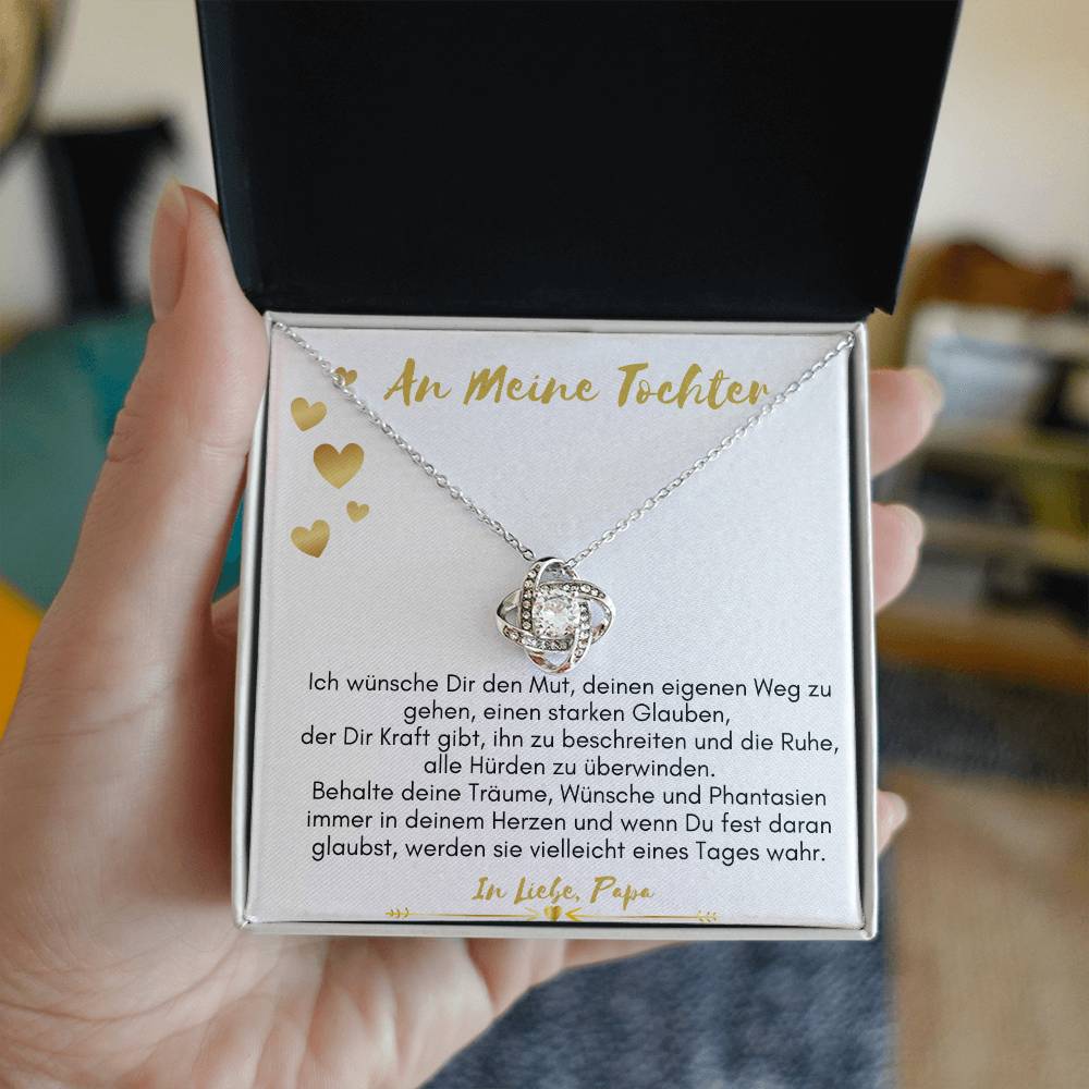 An Meine Tochter - Behalte Deine Träume - Love Knot Necklace