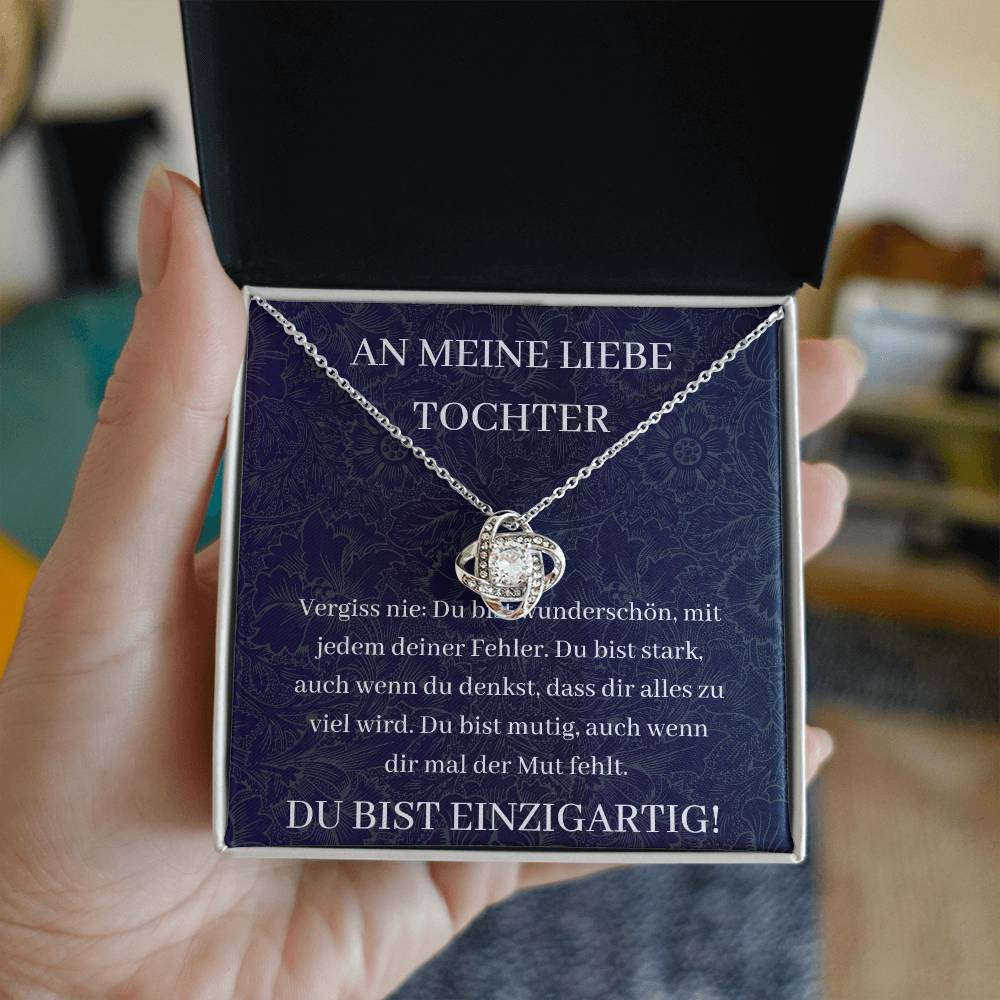 An Meine Liebe Tochter - Vergiss Nie: Du Bist Wunderschön - Love Knot Necklace