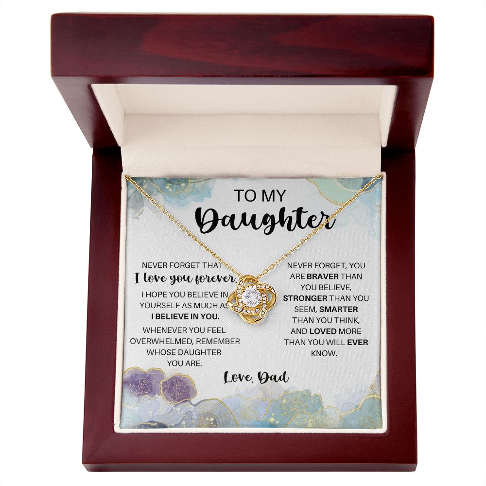 To My Daughter - Never Forget - Love Knot Necklace