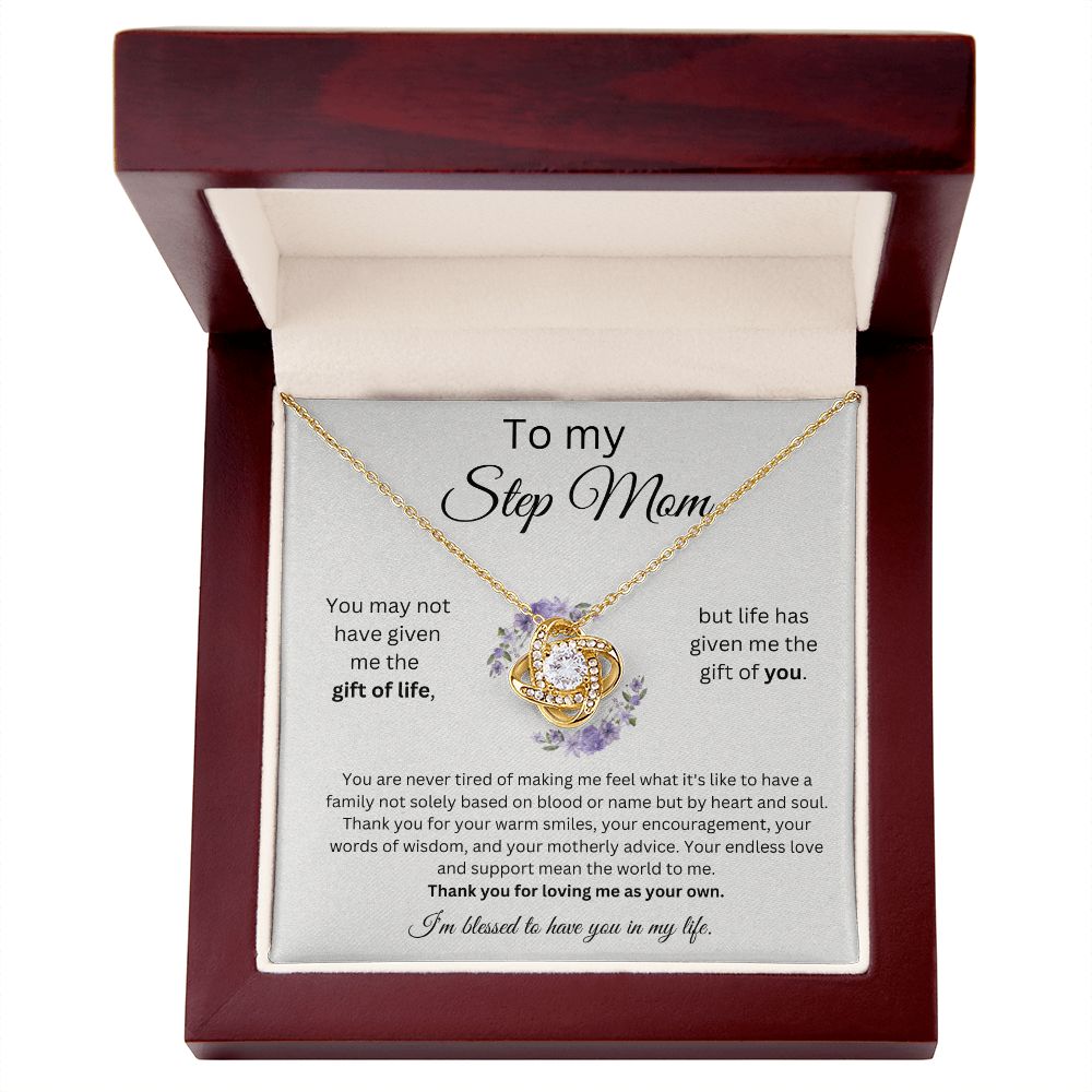 To My Step Mom - Your Words Of Wisdom - Love Knot Necklace