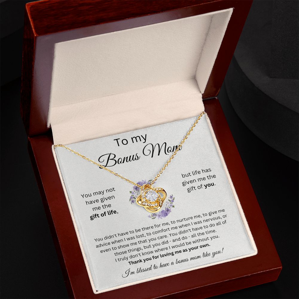 To My Bonus Mom - Thank You For Loving Me As Your Own - Love Knot Necklace