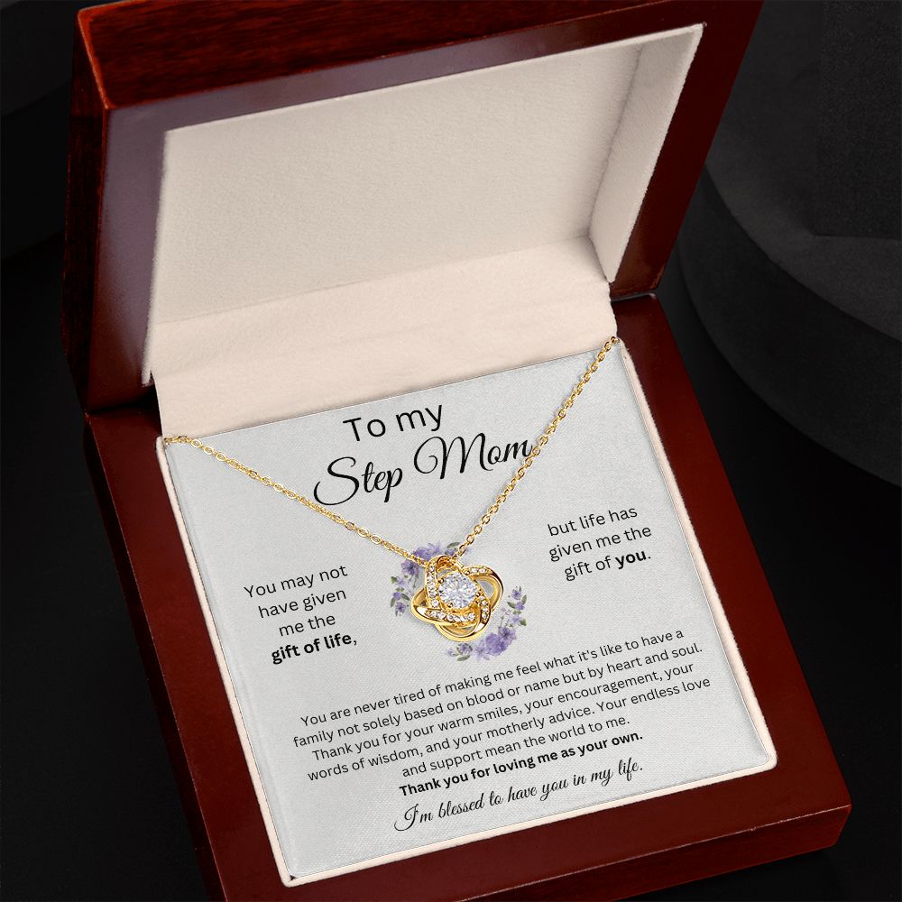 To My Step Mom - Your Words Of Wisdom - Love Knot Necklace