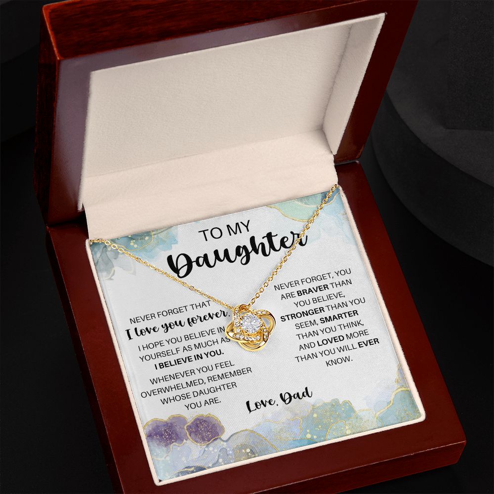 To My Daughter - Never Forget - Love Knot Necklace