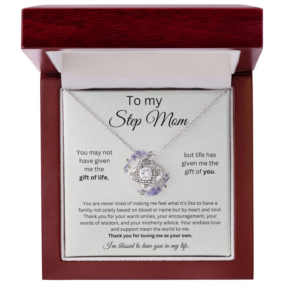 To My Step Mom - Your Words Of Wisdom - Love Knot Necklace