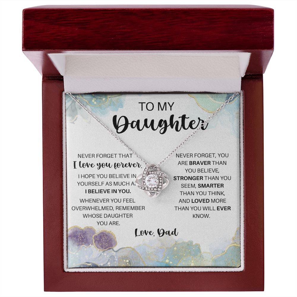To My Daughter - Never Forget - Love Knot Necklace