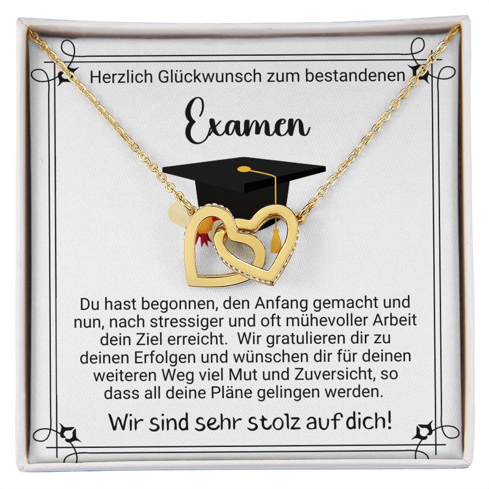 Herzlich Glückwunsch zum bestandenen Examen - Interlocking Hearts Necklace