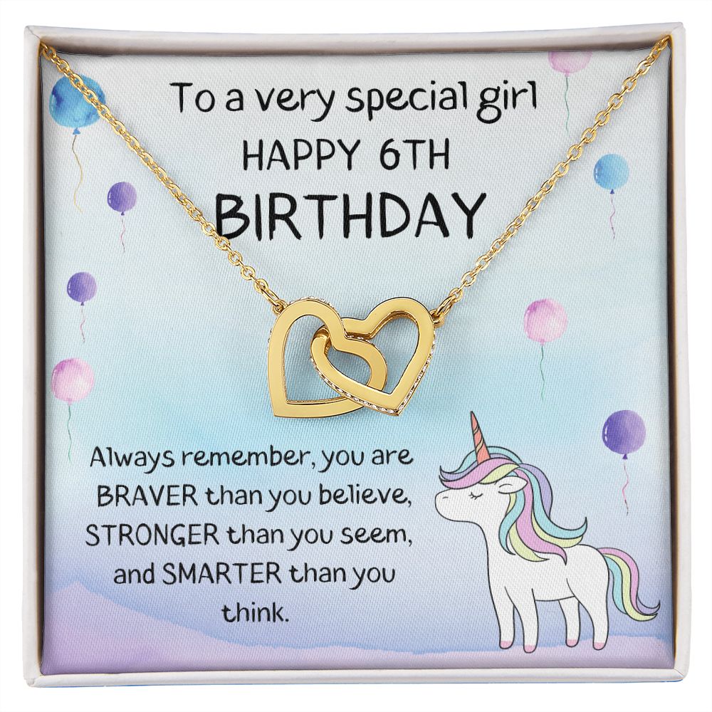 Happy 6th Birthday - Interlocking Heart Necklace