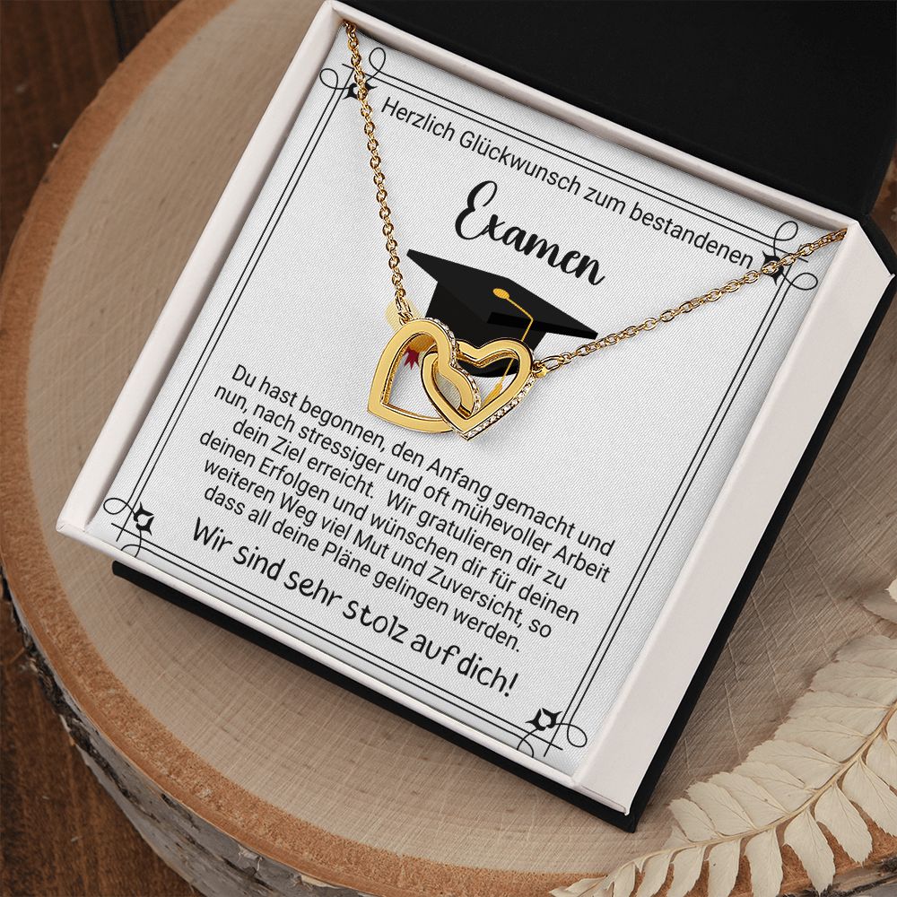 Herzlich Glückwunsch zum bestandenen Examen - Interlocking Hearts Necklace